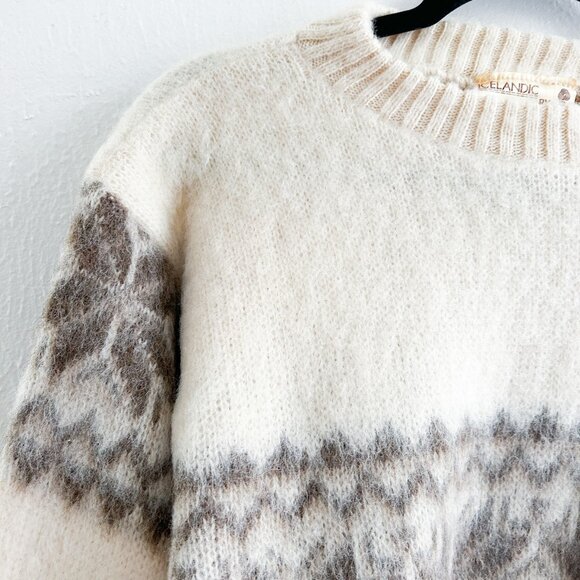 VINTAGE 70's Yoke Icelandic Lopapeysa 100% Pure Wool and Mohair Sweater - Picture 6 of 9